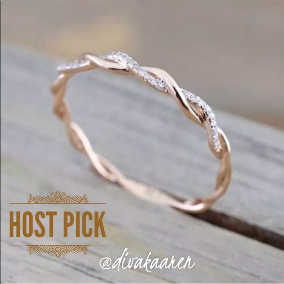 14K Gold Plated Twisted Ring stacking | Band - Picture 3 of 8